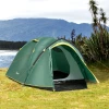  2-persoonstent 190T Kampeertent Met Haringen Koepeltent Glasvezel Polyester Groen+geel 325 X 183 X 130 Cm 2