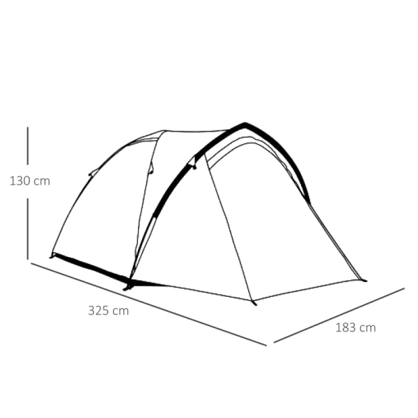  2-persoonstent 190T Kampeertent Met Haringen Koepeltent Glasvezel Polyester Groen+geel 325 X 183 X 130 Cm 3