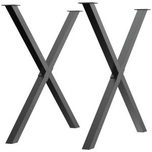  2 Stuks Stalen Tafelpoten Tafelpoten Voor Eettafel Bureau Salontafel Tafelonderstel In X-vorm Zwart 72cm 1