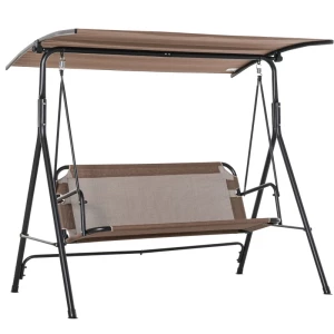  2-zits Hangmat Buitenligstoel UV-bestendig Hoogwaardige Metalen Buis Hoekverstelbaar Bruin 1