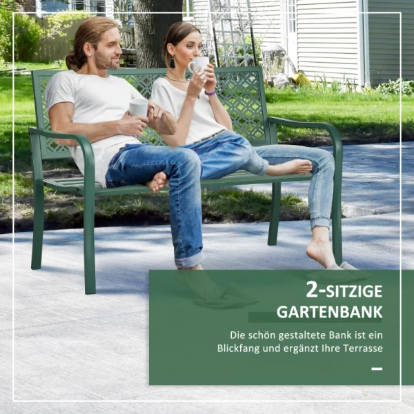  2-zits Metalen Weerbestendige Tuinbank 127cm X 63cm X 83cm Groen 4