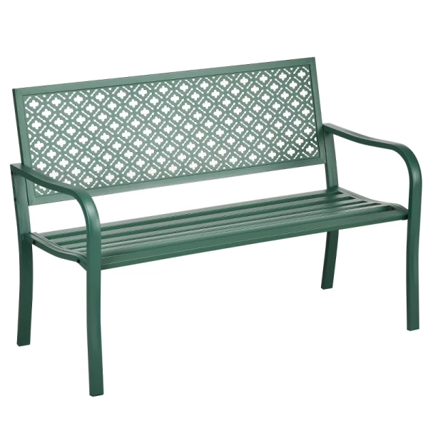 2-zits Metalen Weerbestendige Tuinbank 127cm X 63cm X 83cm Groen 1