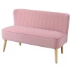  2-zits Stoffen Bank Gestoffeerde Bank Zitmeubel Loungebank Houtschuim Fluweelachtig Polyester Roze 117 X 56,5 X 77 Cm 11