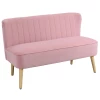  2-zits Stoffen Bank Gestoffeerde Bank Zitmeubel Loungebank Houtschuim Fluweelachtig Polyester Roze 117 X 56,5 X 77 Cm 1