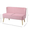  2-zits Stoffen Bank Gestoffeerde Bank Zitmeubel Loungebank Houtschuim Fluweelachtig Polyester Roze 117 X 56,5 X 77 Cm 3