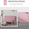  2-zits Stoffen Bank Gestoffeerde Bank Zitmeubel Loungebank Houtschuim Fluweelachtig Polyester Roze 117 X 56,5 X 77 Cm 5