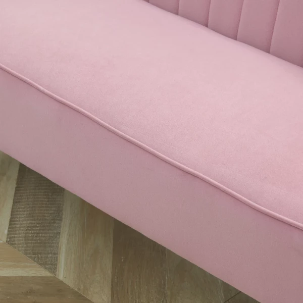  2-zits Stoffen Bank Gestoffeerde Bank Zitmeubel Loungebank Houtschuim Fluweelachtig Polyester Roze 117 X 56,5 X 77 Cm 8