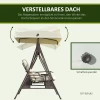  2-zits Tuinschommelstoel Met Luifel Kussenblad Metaal Polyester Beige 162 X 118 X 173 Cm 4