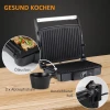  2000W 3-1 Functie Contactgrill Elektrische Grill Voor 4 Sneden Indoor Grill Antiaanbaklaag Tafelgrill Met Regelbare Thermostaat 180 Graden Scharnierend Aluminium Staal Zilver + Zwart 35,1x32,6x15,5 Cm 5