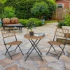  3-delig Poly Rattan Zitgroep Balkonmeubelset Bistroset Balkonset Set 2 Stoelen + Tafel Opklapbaar Tuin Naturel 2