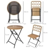  3-delig Poly Rattan Zitgroep Balkonmeubelset Bistroset Balkonset Set 2 Stoelen + Tafel Opklapbaar Tuin Naturel 3