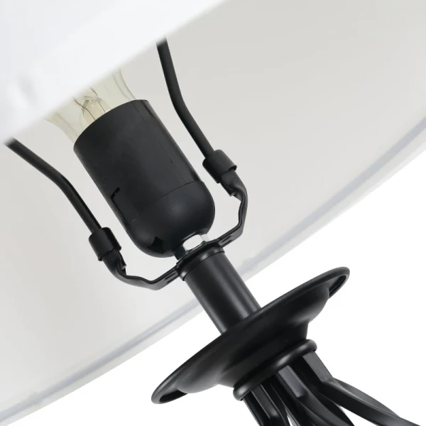  3-delige Lampenset 2 Tafellampen (ø38 X 158H Cm) + 1 Vloerlamp (ø30 X 62H Cm) Metaal, PS, Polyester, Katoen, Vintage, Zwart+wit 7