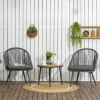  3-delige PE Rotan Weerbestendige Bistroset 1 Tafel 2 Stoelen 63cm X 62cm X 82cm Donkergrijs 2