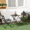  3-delige Tuinmeubelset, Zitset, Klaptafel, 2 Klapstoelen, Stalen Frame, Zwart 2