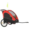  3 In 1 Kinderkar Aluminium Kinder Jogger Fietskar Fietskar Voor 2 Kinderen Met Vlag Rood + Zwart 11