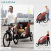  3 In 1 Kinderkar Aluminium Kinder Jogger Fietskar Fietskar Voor 2 Kinderen Met Vlag Rood + Zwart 4