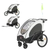  3 In 1 Kinderkar Aluminium Kinder Jogger Fietskar Fietskar Voor 2 Kinderen Met Vlag Wit + Zwart 1