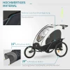  3 In 1 Kinderkar Aluminium Kinder Jogger Fietskar Fietskar Voor 2 Kinderen Met Vlag Wit + Zwart 7