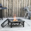  3-in-1 Vuurplaats Vuurplaats Met Vonkenvanger Grillrooster Ijsemmer Tuinbarbecue Zwart 76 X 76 X 47 Cm 2