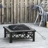  3-in-1 Vuurplaats Vuurplaats Met Vonkenvanger Grillrooster Ijsemmer Tuinbarbecue Zwart 76 X 76 X 47 Cm 4