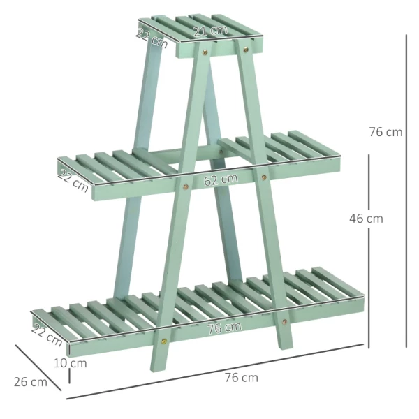  3-laags Plantenrek, Geschikt Voor 6 Bloempotten, Weerbestendig, 76cm X 26cm X 76cm, Limoengroen 3