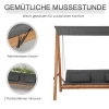  3-persoons Tuinschommel, Neerklapbaar Tot Tweepersoonsbed, Grijs+teak, 225,5 X 113 X 180 Cm 6