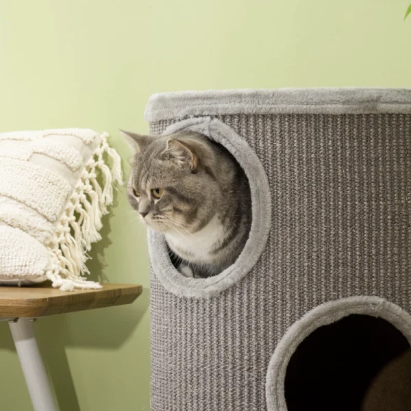  3 Tier Scratcher Barrel Inclusief Sisal Rope Scratcher Pad Cat Scratcher 38cm X 38cm X 70cm Lichtgrijs 9