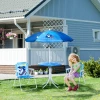  4-delige Kindermeubelset Tuin Tuintafel 2 Klapstoelen Parasol Camping Kinderzitje Set Tuinmeubelen Voor 3-6 Jaar Blauw 2