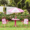  4-delige Kindermeubelset Tuin Tuintafel 2 Klapstoelen Parasol Camping Kinderzitje Set Tuinmeubelen Voor 3-6 Jaar Roze 2