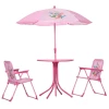  4-delige Kindermeubelset Tuin Tuintafel 2 Klapstoelen Parasol Camping Kinderzitje Set Tuinmeubelen Voor 3-6 Jaar Roze 1