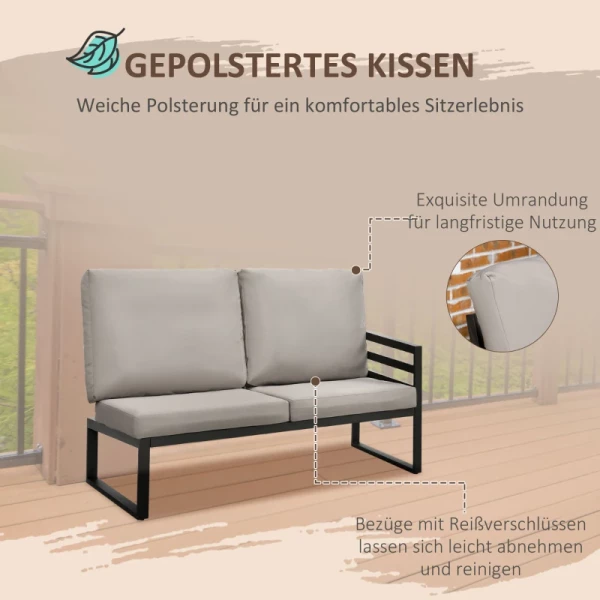  4-delige Tuinmeubelset 2 Banken 2 Tafels Weerbestendig 128 Cm X 79 Cm X 76,5 Cm Lichtgrijs + Zwart 4