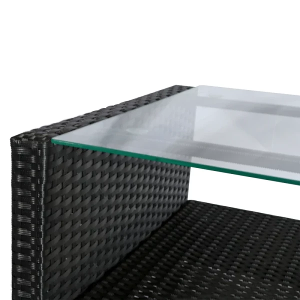  4-delige Tuinmeubelset 3 Zitbanken Bijzettafel Zitkussen Aluminium Frame Kunstrotan Zwart 7