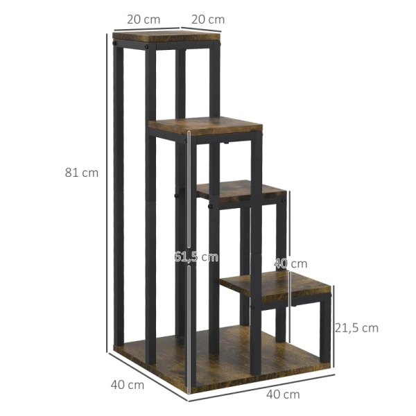  4-laags Plantenstandaard 40cm X 40cm X 81cm Bruin 3