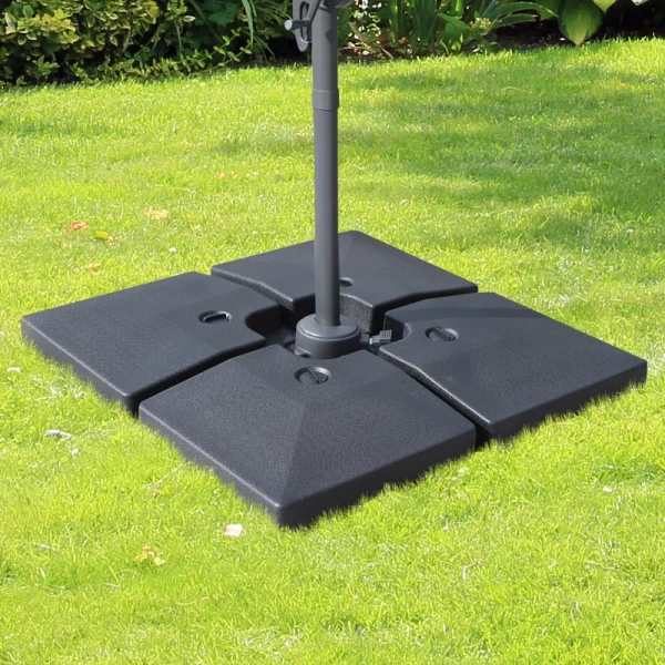  4 X Parasolgewicht Parasolstandaard Vulbaar Met Zand Water HDPE Kunststof Zwart Afmetingen Per Element 51 X 51 X 12 Cm Tot 130 Kg 2