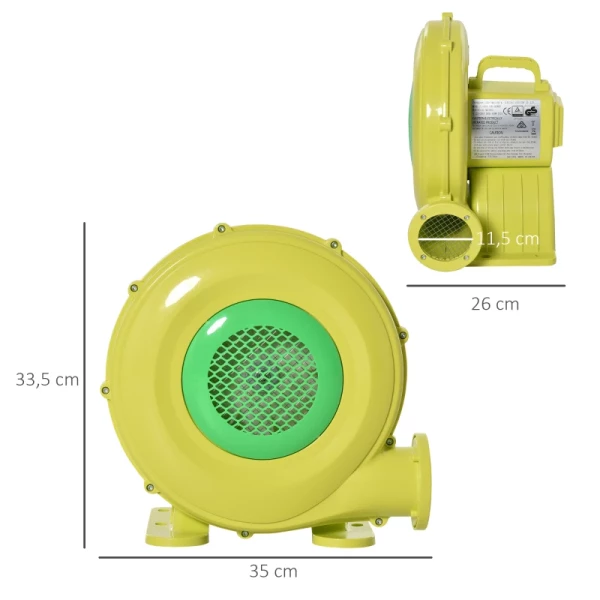  450 W Elektrische Luchtpomp Springkasteel Blower Pomp Ventilator Met Handvat Continu Blower Lichtgewicht Draagbaar Voor Opblaasbaar Speelgoed ABS Geel + Groen 35 X 26 X 33,5 Cm 3