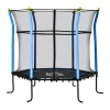  5.3FT Trampoline Voor Kinderen Tuintrampoline Met Vangnet Randafdekking Rubberen Touw Gevoerde Fitnesstrampoline Minitrampoline Met Net Staalblauw 163.5H Cm Tot 60 Kg 1