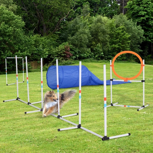  5 St. Dog Agility Set Training Voor Huisdieren Hondentrainingsset Met Hondentunnel Inclusief Tas Gemakkelijk Mee Te Nemen Polyester Plastic Oranje 2