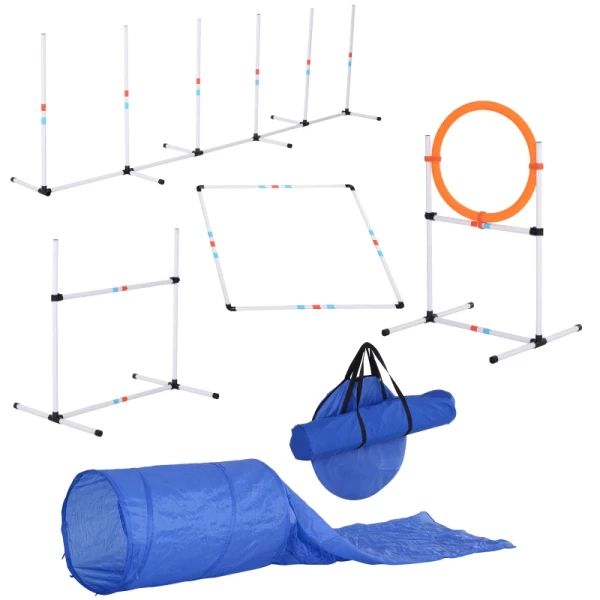  5 St. Dog Agility Set Training Voor Huisdieren Hondentrainingsset Met Hondentunnel Inclusief Tas Gemakkelijk Mee Te Nemen Polyester Plastic Oranje 11