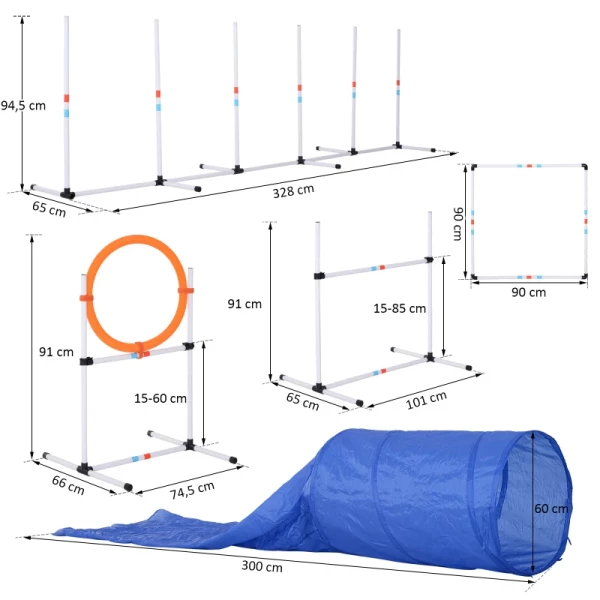  5 St. Dog Agility Set Training Voor Huisdieren Hondentrainingsset Met Hondentunnel Inclusief Tas Gemakkelijk Mee Te Nemen Polyester Plastic Oranje 3