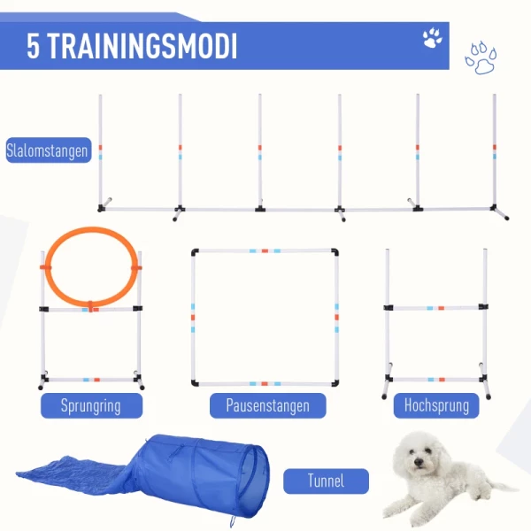  5 St. Dog Agility Set Training Voor Huisdieren Hondentrainingsset Met Hondentunnel Inclusief Tas Gemakkelijk Mee Te Nemen Polyester Plastic Oranje 4