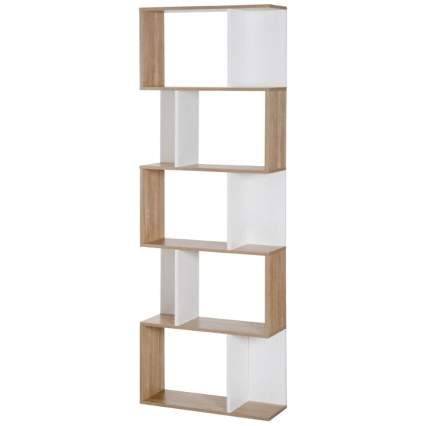  5-Tier Boekenkast 60cm X 24cm X 184.5cm Bruin + Wit 11