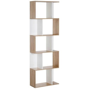  5-Tier Boekenkast 60cm X 24cm X 184.5cm Bruin + Wit 1