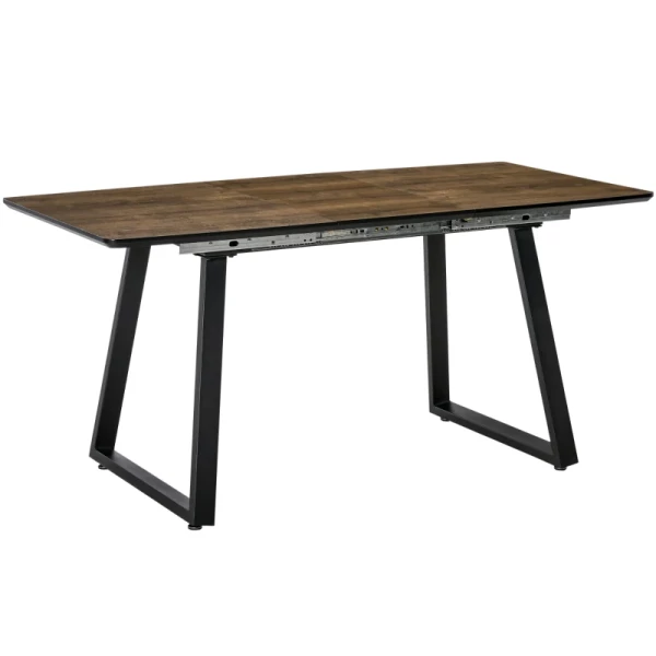 6-zits Industriële Eettafel, Uitschuifbaar Tafelblad, 120 Cm X 80 Cm X 76 Cm, Zwart + Bruin 1