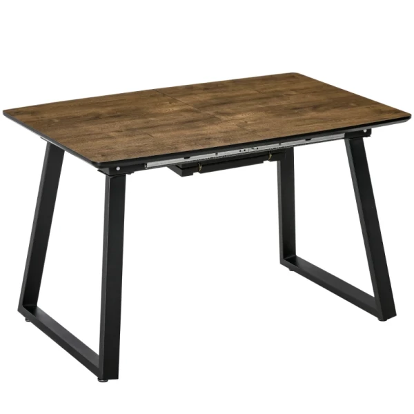  6-zits Industriële Eettafel, Uitschuifbaar Tafelblad, 120 Cm X 80 Cm X 76 Cm, Zwart + Bruin 9