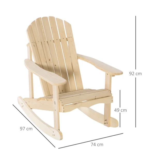  Adirondack Massief Grenen Schommelstoel Natuurlijke Kleur 74 X 97 X 92 Cm 3