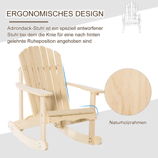  Adirondack Massief Grenen Schommelstoel Natuurlijke Kleur 74 X 97 X 92 Cm 5