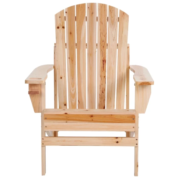  Adirondack Tuinstoel Met Bekerhouder Tuinligstoel Balkonstoel Massief Hout Naturel 72,5 X 97 X 93 Cm 11