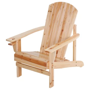  Adirondack Tuinstoel Met Bekerhouder Tuinligstoel Balkonstoel Massief Hout Naturel 72,5 X 97 X 93 Cm 1