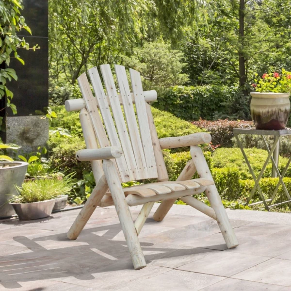  Adirondack Tuinstoel Tuinstoel Houten Stoel Hoge Rugleuning Met Armleuningen Dennenhout Naturel 83 X 68 X 101 Cm 2