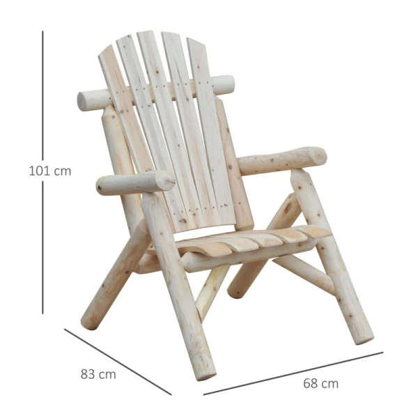  Adirondack Tuinstoel Tuinstoel Houten Stoel Hoge Rugleuning Met Armleuningen Dennenhout Naturel 83 X 68 X 101 Cm 3